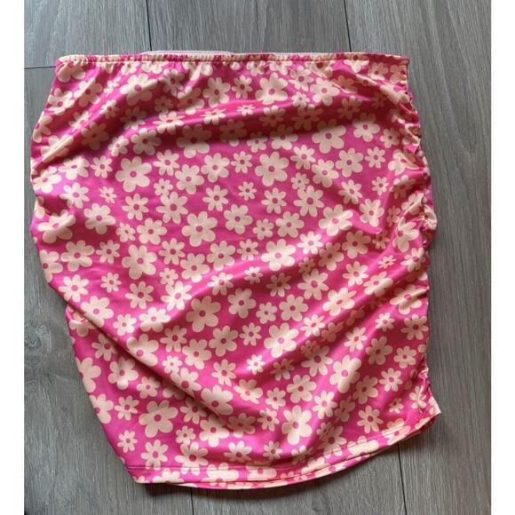 Y2K Unbranded Womens Top Size S Pink and Yellow Floral Tube top Sleeveless Retro - Picture 1 of 5